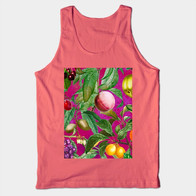 Floral paradise,Trendy tropical floral leaves and fruits, tropical pattern, botanical illustration, tropical plants, pink fuchsia floral illustration Tank Top by Zeinab taha